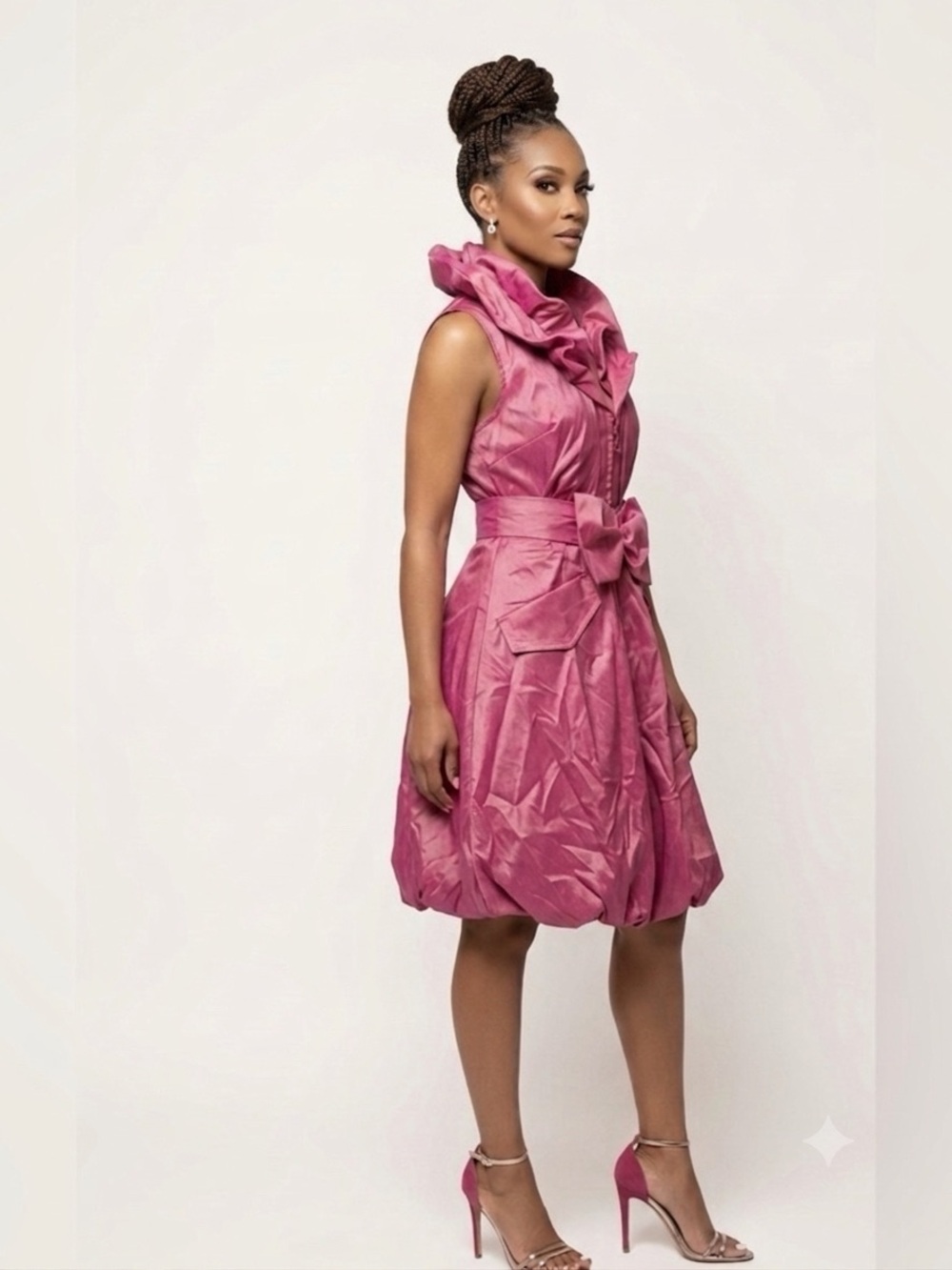 New! Samuel Dong Dupioni Bubble Dress Womens Size Small